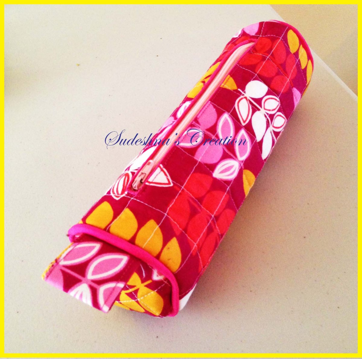 Yellow - Handmade Quilted Pencil Pouch 32